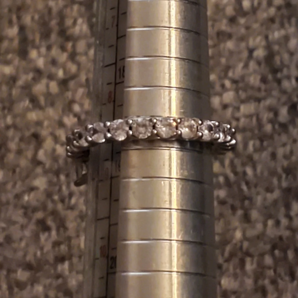 925 sterling silver princess cut diamond cz eternity ring